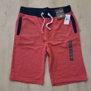 Mens Gym Shorts by Hollywood Jeans.  Size M. Red w/ blue trim.  Super soft knit.